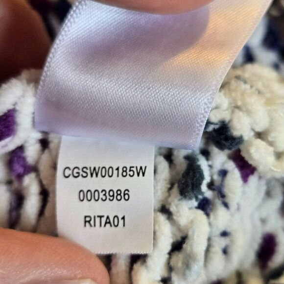 Cable and Gauge 2X Womens Sweater Pullover Knit Crew Neck White Purple Teal - Picture 5 of 8